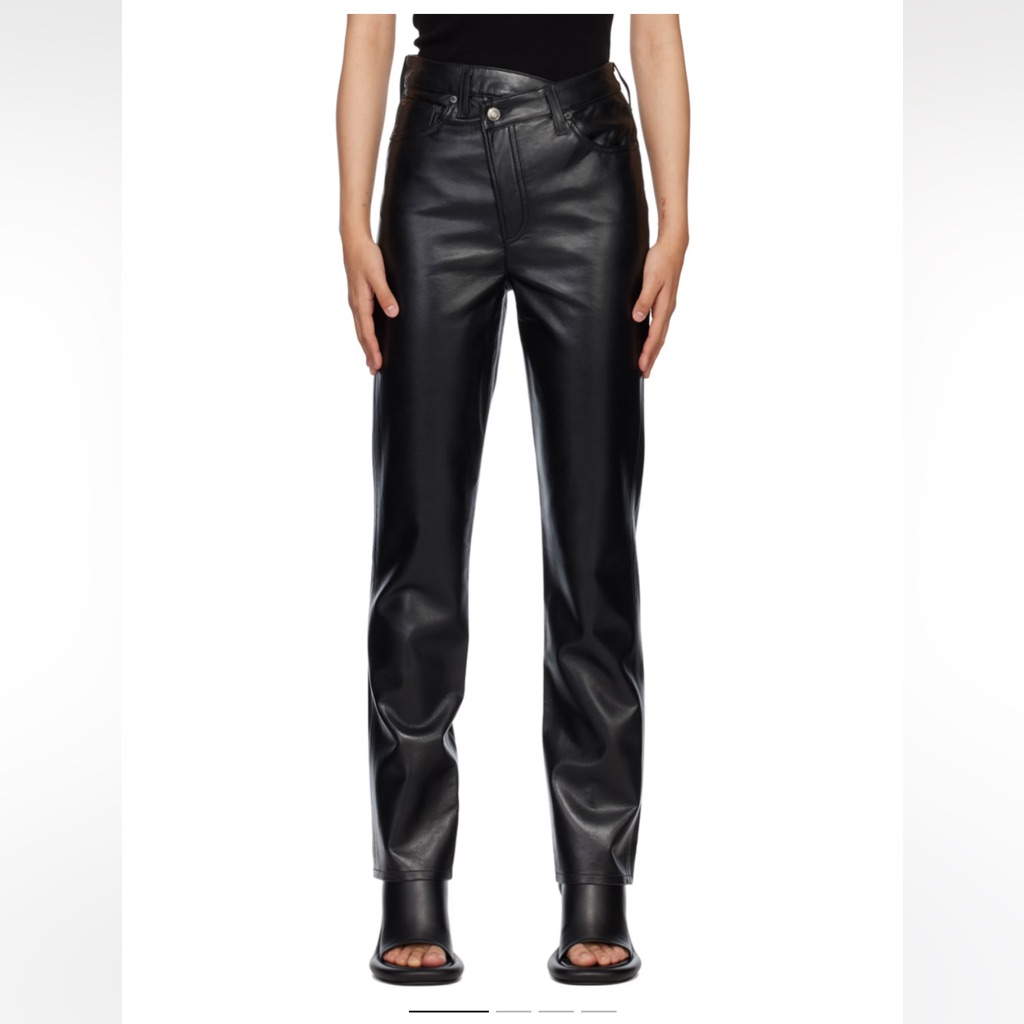 Agolde Black Criss Cross Leather Pants - Size 25 - New Without Tags